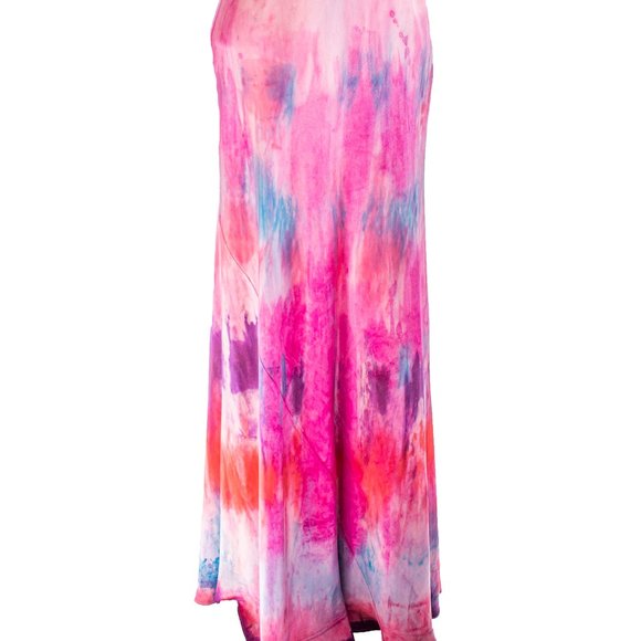 NEW long silk formal summer dress small red purple pink blue ombre painted blush - Picture 7 of 8